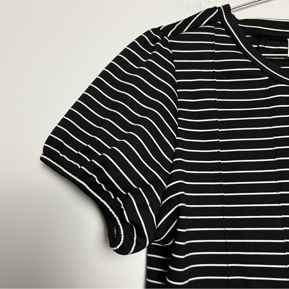 Anthropologie MAEVE Corset Peplum Black and White Striped Top Preppy M - Picture 5 of 13